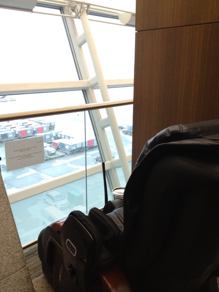 Not the best view, but you shouldn't complain when you're sitting in a massage chair.