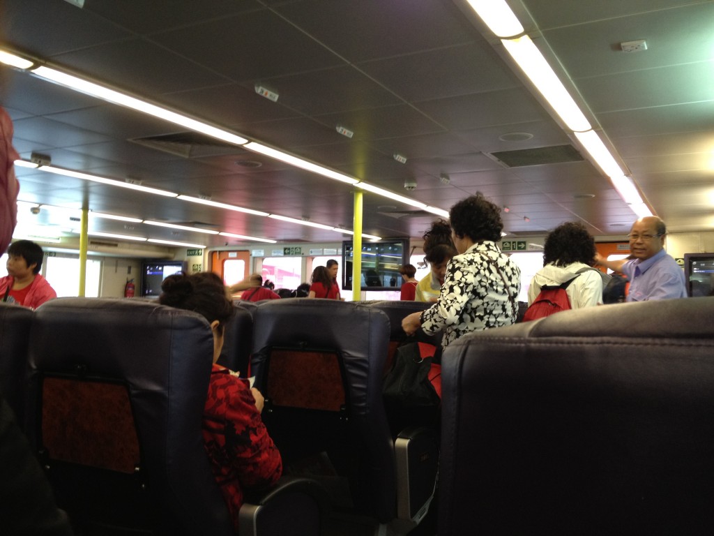 I got on early, but there was still a rush to store luggage at the front.